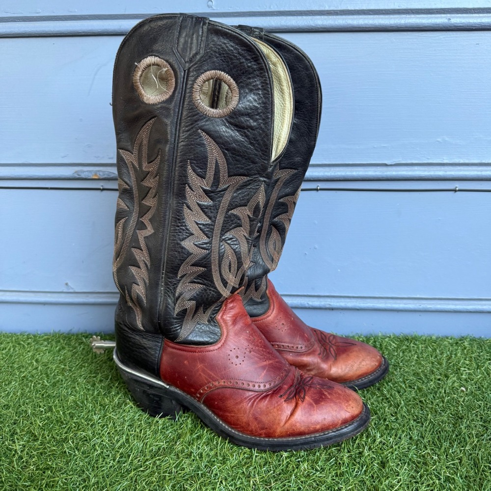 Tony Lama Buckaroo Boots 6861 Mens Western Cowboy Black Red Leather 9 D